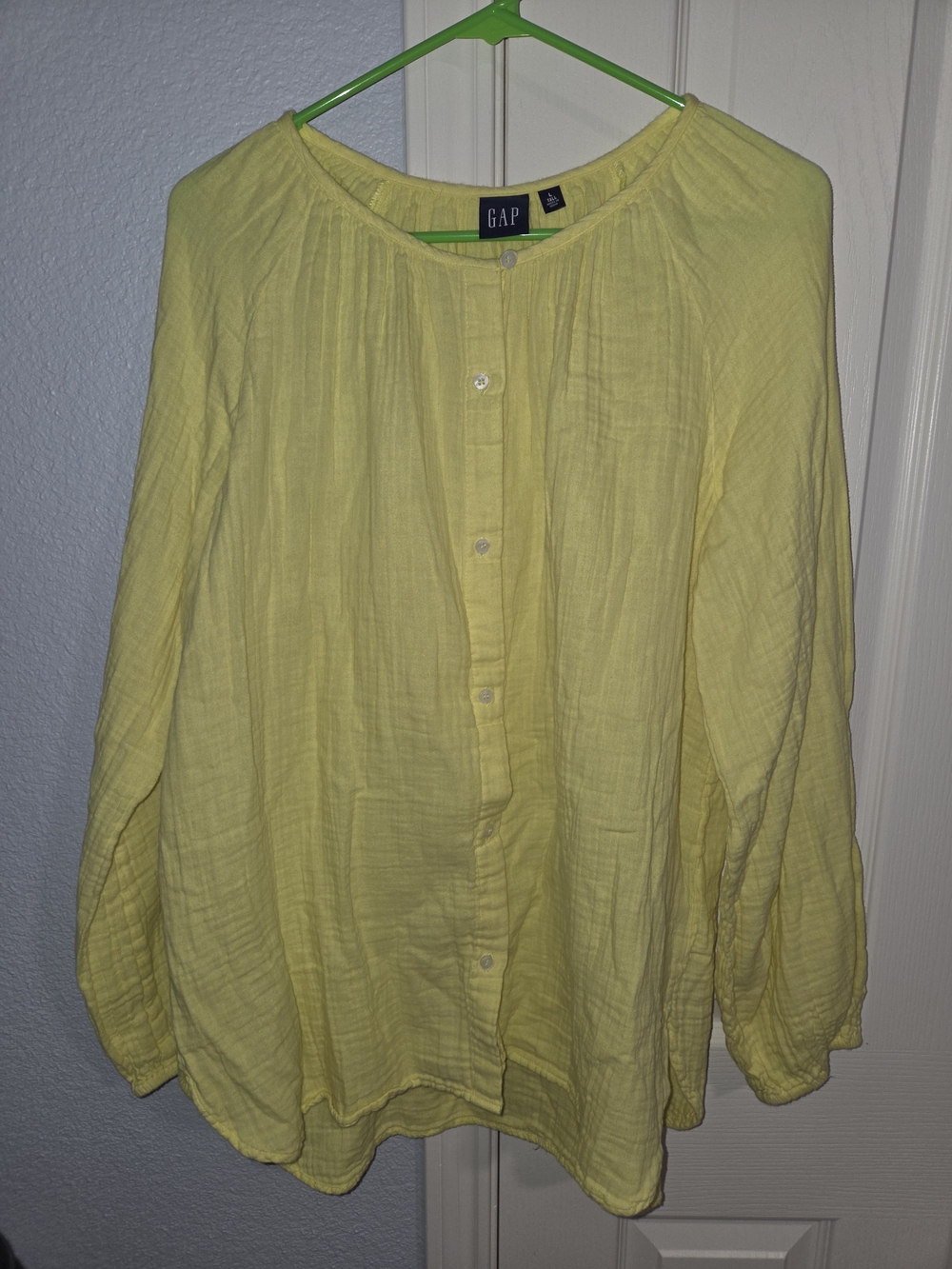 GAP Yellow Button-Front Lightweight Peasant Blouse
